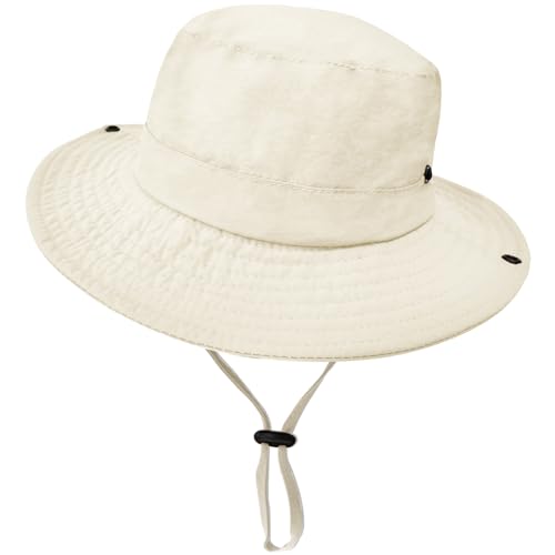 ZOORON Kids Sun Hat UPF 50+ Quick Dry Bucket Safari Hat for Girls and Boys - color: Beige