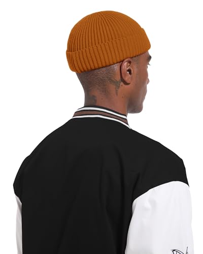 Short Fisherman Beanie for Men Women Wool Fleece Lined Winter Hat - color: 1pcs-camel
