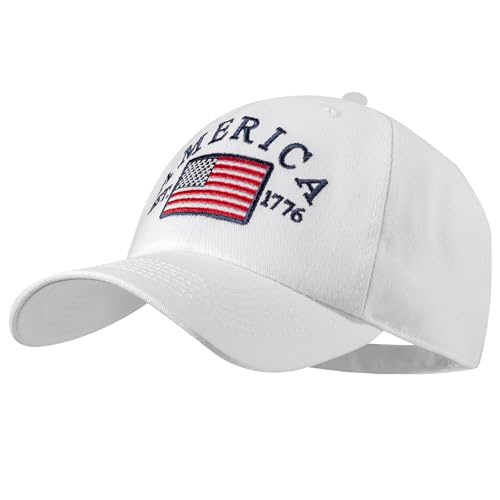 IIN American Flag Baseball Cap for Men Women Low Profile USA Army Tactical Operator Military Plain Dad Hat - color: Usa-white
