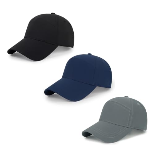 Quick Dry Baseball Cap Trucket Hats UPF50+ Structured Golf Hats Men Women - color: 3-black+navy+grey