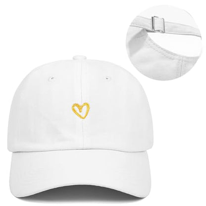 Women's Men's Fashion Baseball Cap Adjustable Strapback Hats Dad Hat Visor Sports Hat - color: Love Heart White
