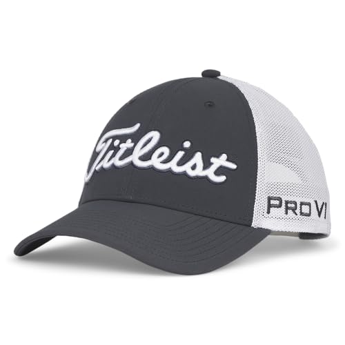 Titleist Men's Tour Performance Mesh Golf Hat - color: Charcoal/White