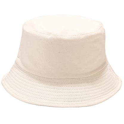 Unisex Bucket Hat Beach Sun Hat Aesthetic Fishing Hat for Men Women Teens, Reversible Double-Side-Wear - color: Beige