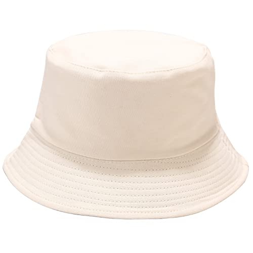 Unisex Bucket Hat Beach Sun Hat Aesthetic Fishing Hat for Men Women Teens, Reversible Double-Side-Wear - color: Beige