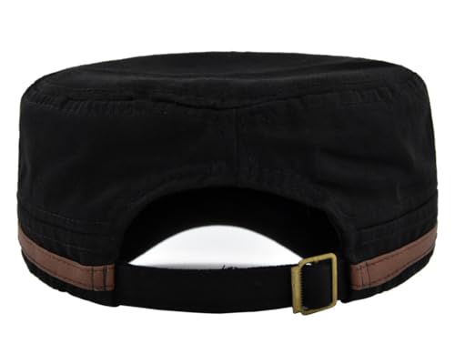 Initlove Military Hat Cadet Army Cap Flat Top Hats for Men Women - color: Black