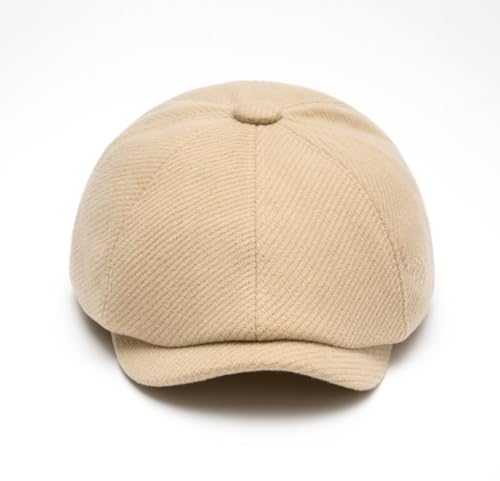 Quanhaigou Newsboy Flat Cap, Men's Vintage Gatsby Ivy Cabbie Hat, Beret Golf Driving Hats - color: Wool Beige