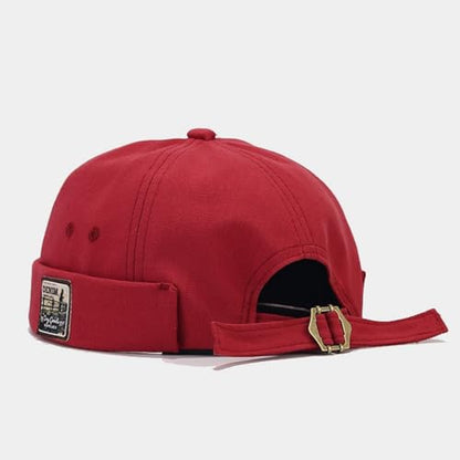 Quanhaigou Brimless Sailor Cap,Adjustable Rolled Cuff Skull Beanie Hats for Men Women - color: Red