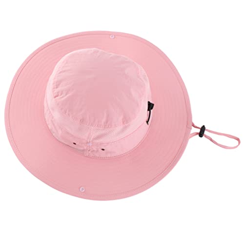 Connectyle UPF 50+ Wide Brim Sun Hat for Men Breathable Cowboy Boonie Hats Outdoor Bucket Hat for Fishing Hiking Safari - color: Pink