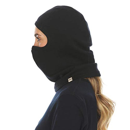 100% Merino Wool - Heavyweight Balaclava - Cold Weather Ski Face Mask - color: Black