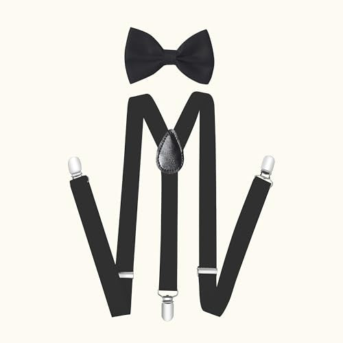 BABEYOND 1920s Mens Gatsby Gangster Accessories Set Panama Hat Suspender Bow Tie - color: Camel Set