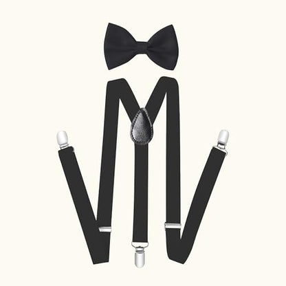 BABEYOND 1920s Mens Gatsby Gangster Accessories Set Panama Hat Suspender Bow Tie - color: Gray Set