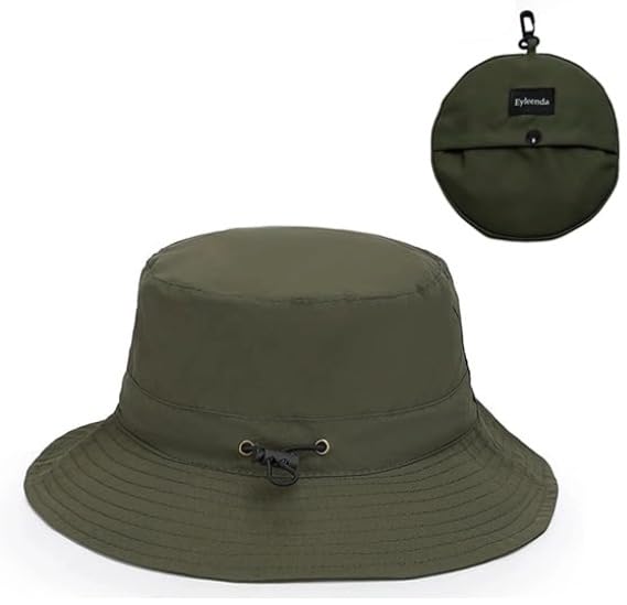 Unisex Bucket Hat Water Repellent Wide Brim Foldable Sun Hat Beach - color: Army Green, size: Medium