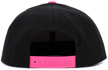 KBETHOS Classic Snapback Hat Blank Cap Underbrim Cotton Wool Blend Flat Visor Adjustable Unisex - color: Black Neon Pink