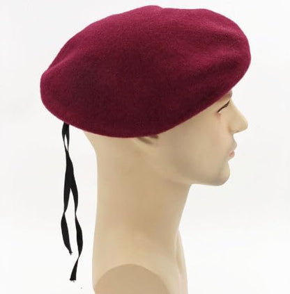 SILAK Iconic Parisian Beret – Army Style Cap, Che Guevara Inspired Fashion, Woolen French Beret Hat for Men and Women - color: Maroon
