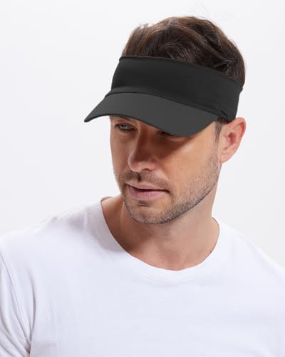 Cooling Sun Stretchy Visor Hat for Men Women,Soft Headband Visors - color: 1-black