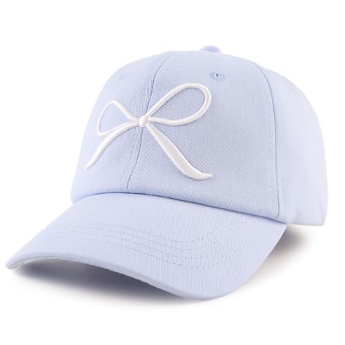 Zsedrut Girls Glitter Baseball Cap Kids Adjustable Ponytail Hat Toddler Summer Mesh Trucker Hats - color: Bow Style-skyblue