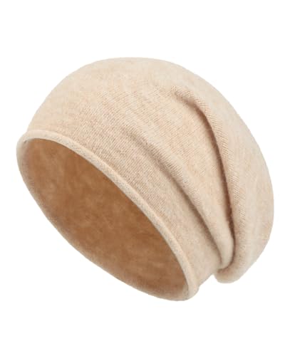 Zylioo XXL Slouchy Beanie for Big Heads Women,Lightweight Stretch Knit Hat - color: Beige