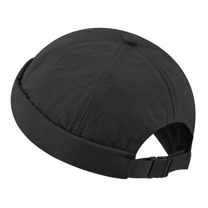 Clakllie Quick Dry Brimless Docker Cap for Men Summer Beanie Sailor Skullcap Lightweight Waterproof Adjustable No Brim Hat - color: S-ct81-black