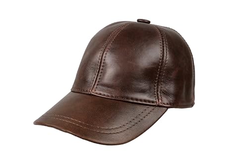 Genuine Leather Unisex Baseball Cap - color: Dark Brown