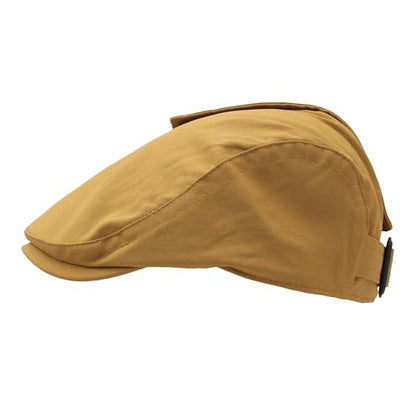ZLYC Men Cotton Flat Cap Summer Scally Newsboy Beret Driver Hat - color: Button Decor Yellow