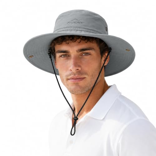 Waterproof UPF 80+ Oversized Bucket Hat for Men with Big Heads - color: Light Grey, size: X-Large-XX-Large
