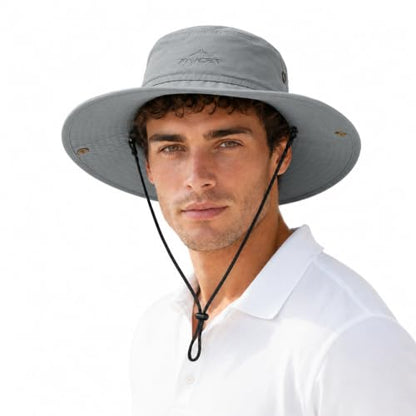 Waterproof UPF 80+ Oversized Bucket Hat for Men with Big Heads - color: Light Grey, size: X-Large-XX-Large