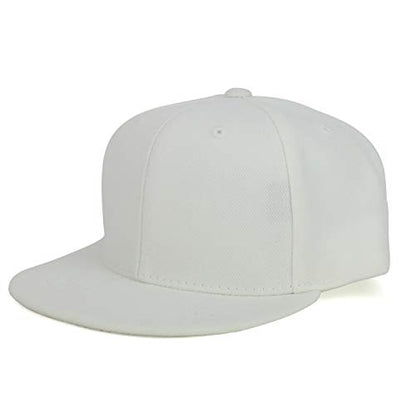 Armycrew Youth Kid's Solid Color Flat Bill Snapback Baseball Cap - color: White