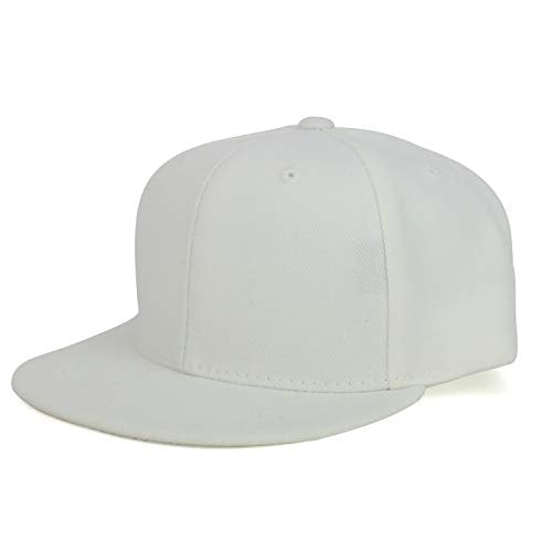 Armycrew Youth Kid's Solid Color Flat Bill Snapback Baseball Cap - color: White