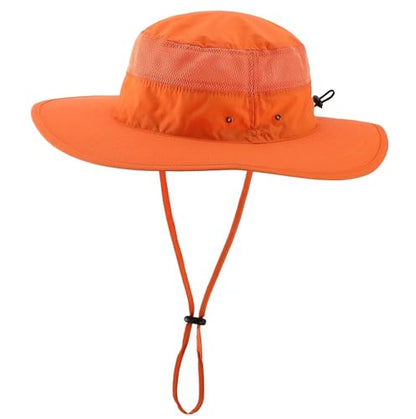 Home Prefer UPF 50+ Men's Sun Hat Wide Brim Bucket Hat UV Protection Hat for Mens Womens Beach Safari Gardening Golf Fishing - color: Orange