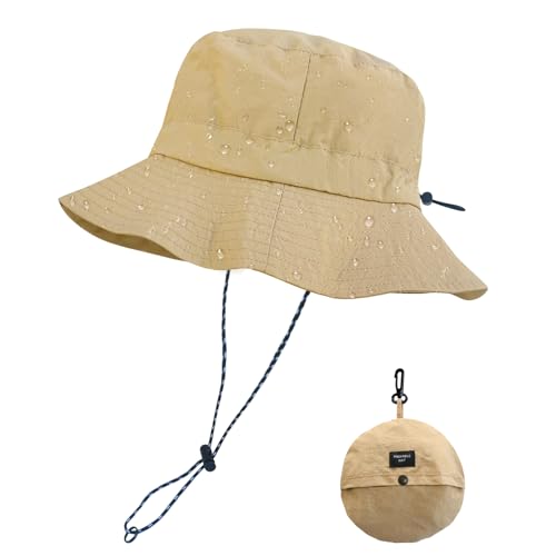 PFFY Packable Sun Bucket Hat for Men Women Outdoor UV Protection Sun Hats - color: Khaki