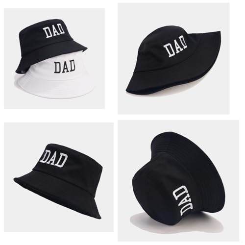 XYIYI 2 Pack Unisex Bucket Hat for Women Men Summer Beach Fishing Hat Sun Hat - color: Dad Black White