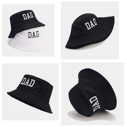 XYIYI 2 Pack Unisex Bucket Hat for Women Men Summer Beach Fishing Hat Sun Hat - color: Dad Black White
