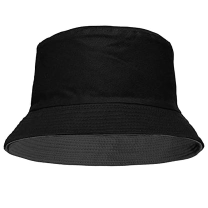Falari Reversible Bucket Hat for Men Women Summer Travel Beach Outdoor Fishing Hat 100% Cotton - color: X1905-dark Grey/Black