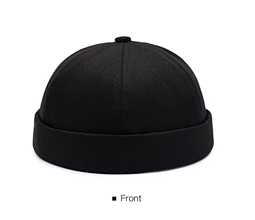 Gogobear Mens Brimless Docker Beanie Adjustable Rolled Cuff Sailor Cap - color: Orange