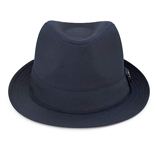 The Hat Depot Premium Paisley Lining Unisex Fedora Hat - color: 1. Premium - Navy, size: Small-Medium