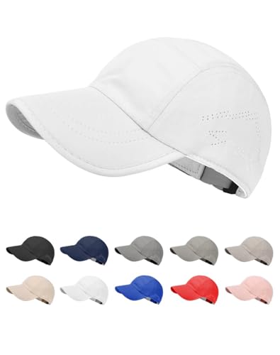 ZOORON Water-resisitant Baseball Cap Men Women, Quick Dry Running Hat, Lightweight Outdoor Plain Baseball Cap, Soft Brim - color: White