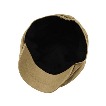 Newsboy Hats for Men Flat Cap Cotton Caps for Men Classic 8 Panel Ivy Hat Driver Cap for Women (Cotton, Denim) - color: Khaki