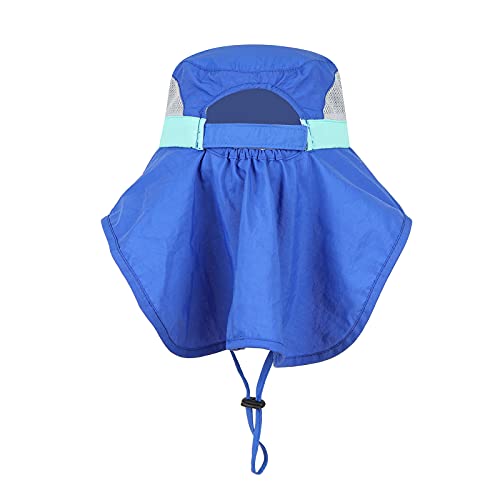 Kids Sun Hats UPF 50+ Sun Protection Hat for Kids with Neck Flap Adjustable Large Brim Beach Fishing Hat for Age 3-12 - color: Blue