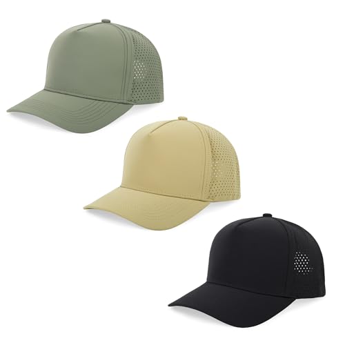5 Panel Baseball Cap Quick Dry Mesh Snapback Hat for Women Men - color: Black+sagegreen+khaki