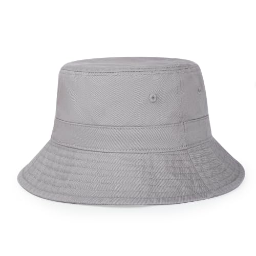 Cotton Bucket Hat Packable Beach Sun Hat for Women Men - color: Lightgray