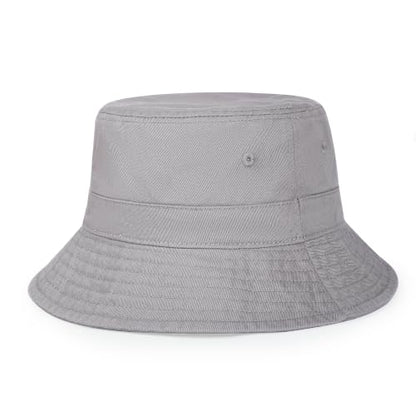 Cotton Bucket Hat Packable Beach Sun Hat for Women Men - color: Lightgray
