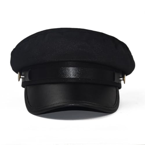 GSHLLO Black Chauffeur Hat Flat Taxi Driver Hat Festival Costume Hat Mens Fiddler Cap Fisherman Sailor Hat Fancy Dress Cap