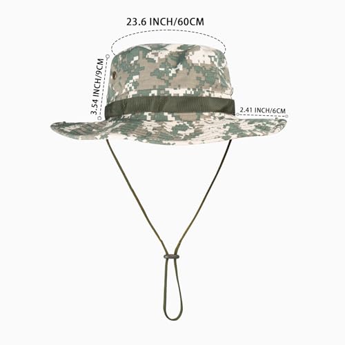 Sun Hats for Men Women Bucket Hat UPF 50+ Boonie Fishing Safari Hat - color: Green Digital