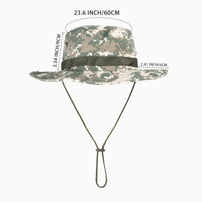 Sun Hats for Men Women Bucket Hat UPF 50+ Boonie Fishing Safari Hat - color: Green Digital