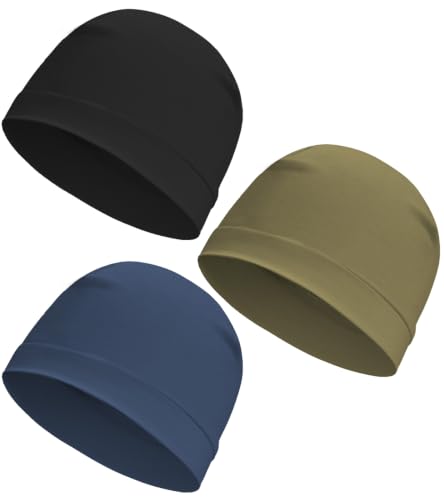 Cotton Skull Cap Sleep Cap Beanie Helmet Liner for Men Women - color: Set C-black,green,navy