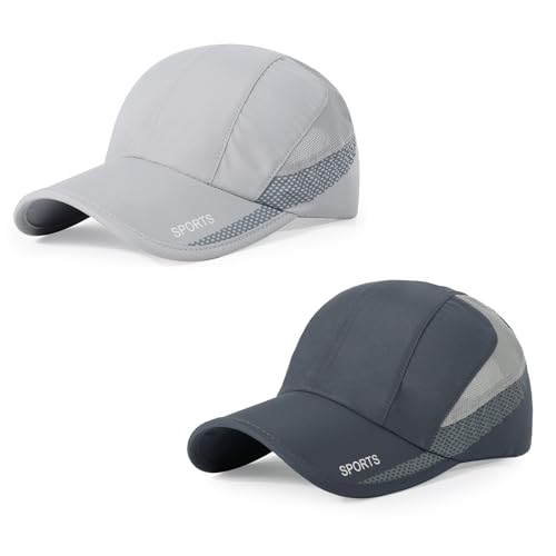 HH HOFNEN Quick Dry Cap Lightweight Running Sports Golf Hat for Men Women - color: #3 Light Grey+dark Grey