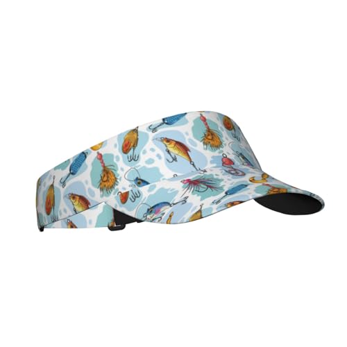 Sports Sun Visor Hats Adjustable Men Women Lightweight Packable Cooling Empty Top Visor Hat for Running, Tennis, Golf - color: Fishing Lures