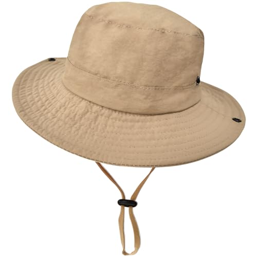 ZOORON Kids Sun Hat UPF 50+ Quick Dry Bucket Safari Hat for Girls and Boys - color: Khaki