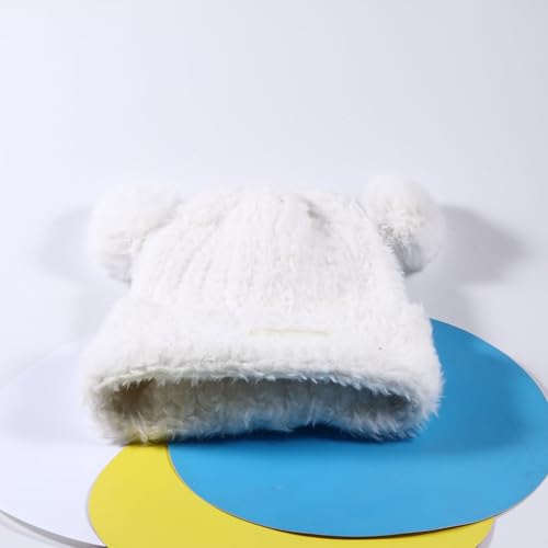 Winter Knit Hat for Women Winter Elastic Cute Bear Ear Skull Beanie Caps Autumn Winter Cute Crochet Beanies - color: Bear Ear White