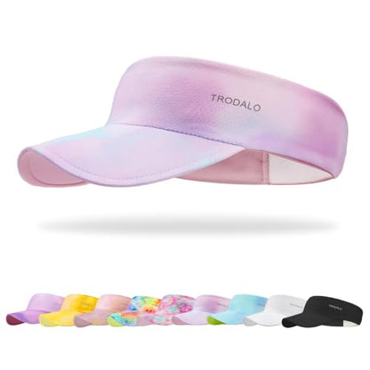 Kids Sun Visor Hats for Girls Boys, Packable Cooling Stretchy Visor - color: Pink